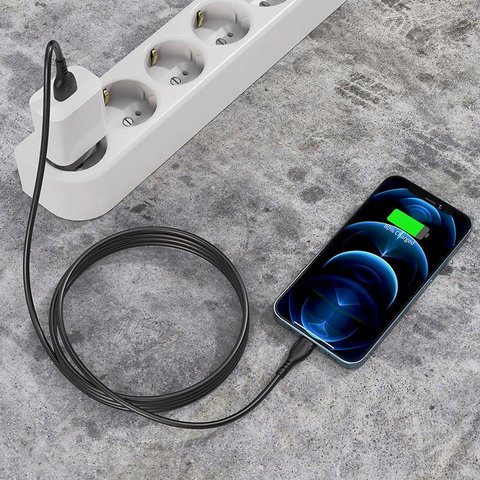USB кабель Borofone BX51, USB тип-A, Lightning, 100 см, 2,4 А, чорний, #6931474743893 Прев'ю 3