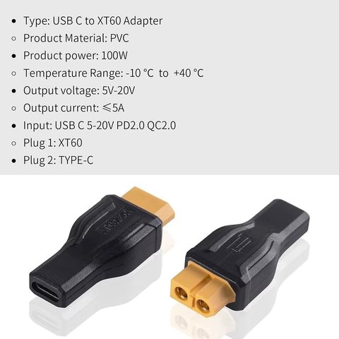 Переходник, XT60 "мама", USB Type-C, 100W Превью 2