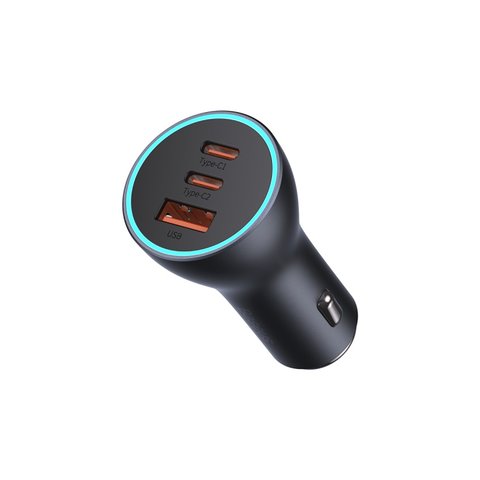 Car Charger Baseus Golden Contactor Pro, (gray, Quick Charge, 65 W, 7 A, 3 outputs, 12-24 V) #CGJP010013/CGJP020313 Preview 1