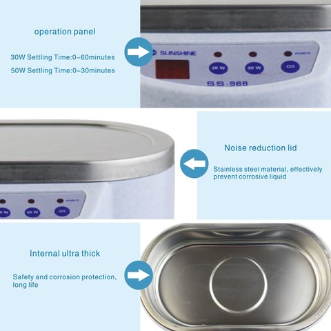 Baño de ultrasonido Sunshine SS-968, 0.6 l, 50 W, 30 W Vista previa  2